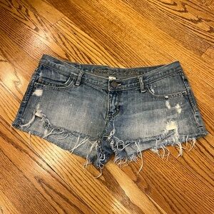 Vintage Y2K Abercrombie and Fitch Micro Low Rise Denim Shorts Distressed Small